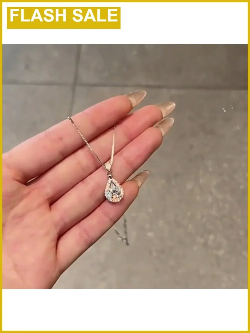 14K Gold over S925 Silver Teardrop Diamond Pendant Necklace VVS1 3ct